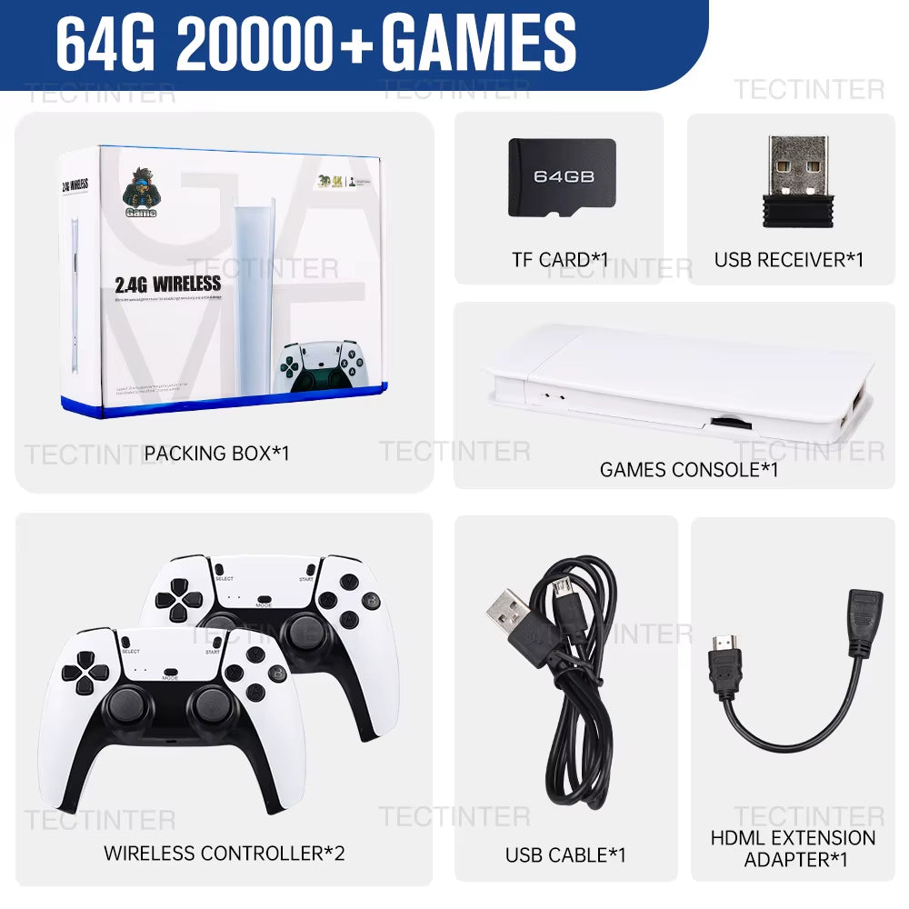 M15 4K Game Stick Mini Video Games Consoles Retro Handheld 20000 Games Player HD Video Game Stick 2.4G Double Wireless Controlle
