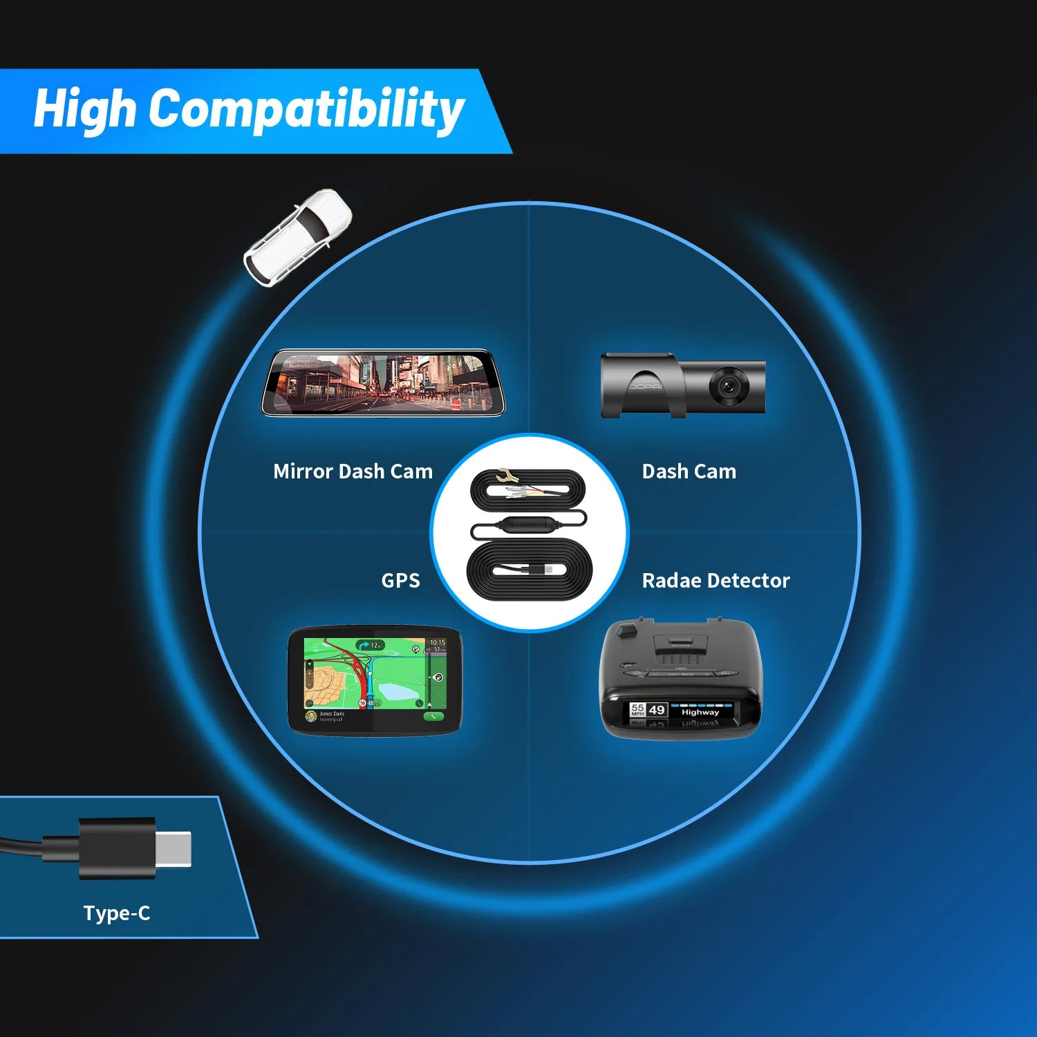 Mini5 Z40 N3 Pro N1 Dual Z60 Z60Pro Z50Pro Car DVR Dash Cam Mirror Camera Charging Cable