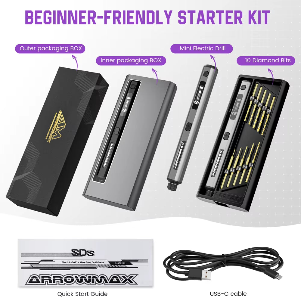 Mini Electric Drill Rotary Tool Rechargeable Cordless Drill for Crafts Wood Plastic Aluminium Coin Home DIY SDS Ultra