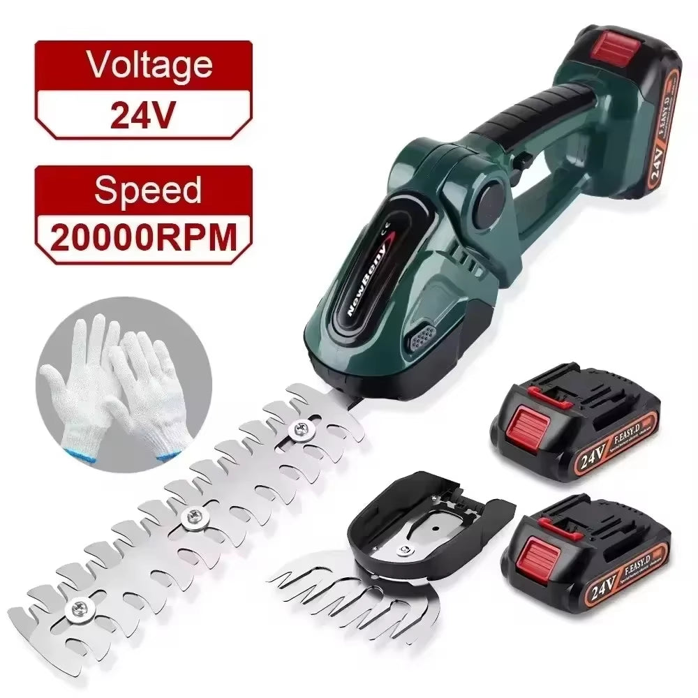 2 in 1 Electric Hedge Trimmer Cordless Portable High Power Household Lawn Mower Rechargeable Pruner Weeding Garden Tools