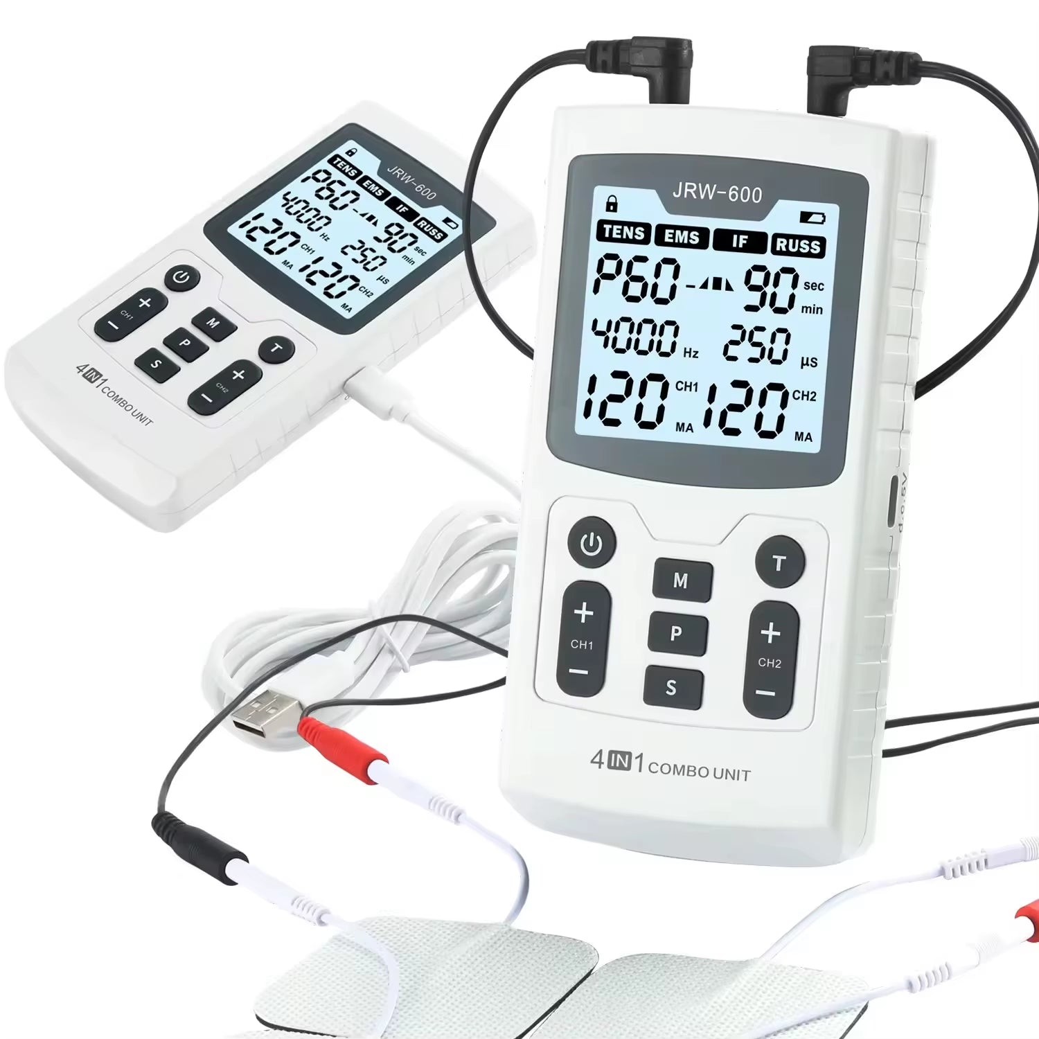 4 in 1 Electric Muscle Stimulator Interferential High-Frequency Physiotherapy Device EMS IFT RUSS TENS Pulse Electrostimulator