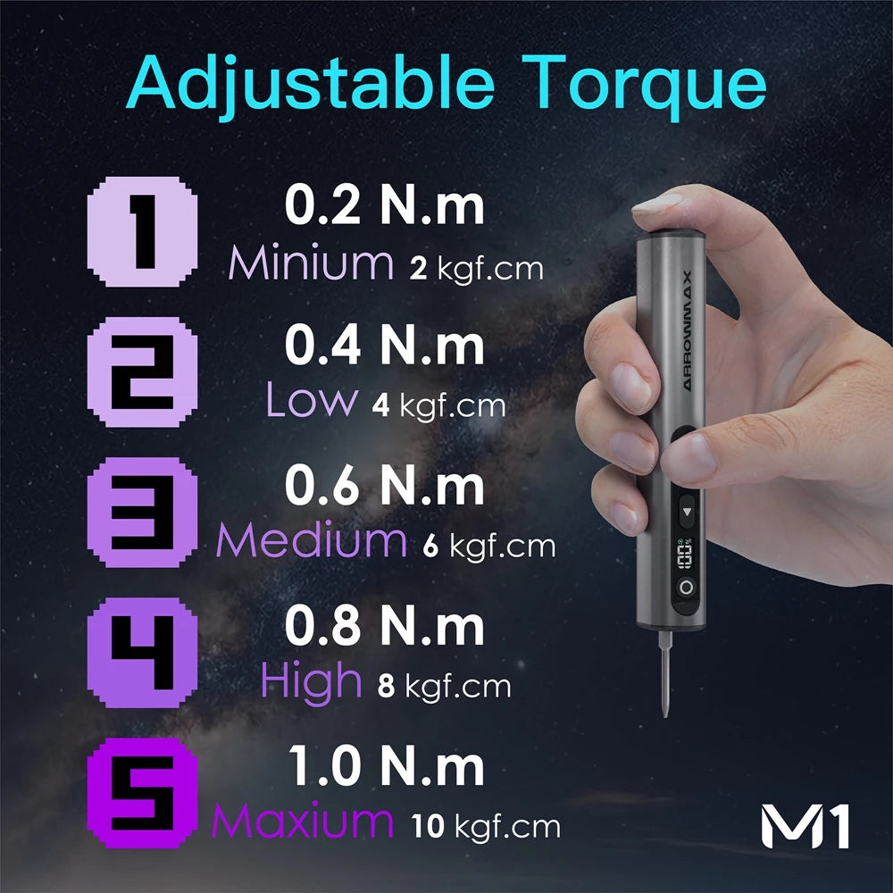 M1 Electric Screwdrivers Set Precision Magnetic Bits 5-Gear Adjustable Torque Rechargeable Cordless Screwdriver New