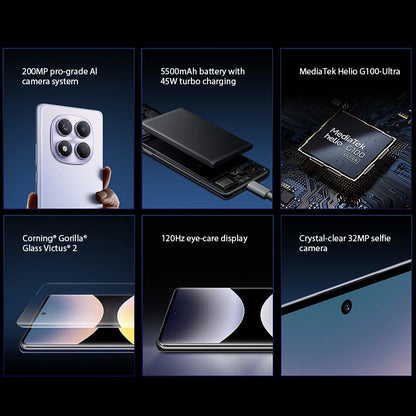 Global Version  Redmi Note 14 Pro Smartphone 200MP AI Camera NFC Helio G100-Ultra 6.67" AMOLED Display 5500Mah Battery