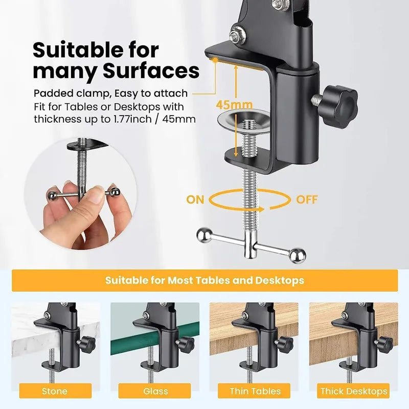 Flexible Arm Tripod for Phone Stand Table Folded Anchor Online Desktop Laptop Video Live Overhead Shot Photography