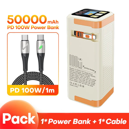 50000Mah Power Bank PD 100W Fast Charging Portable Large Battery Capacity Power Station for Iphone Laptop Samsung Xiaomi