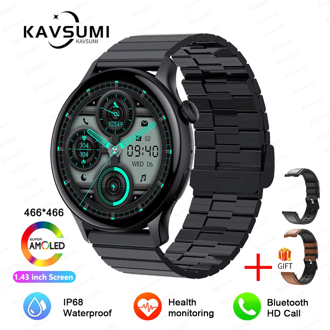 2025 NFC Smart Watch Amoled HD GPS Track Sports Heart Rate Bluetooth Call Waterproof Ladies Women Smartwatch for Huawei Xiaomi