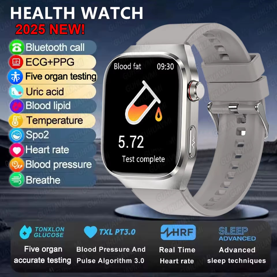 2025New Micro Physical Examination Smart Watch for Men Uric Acid Body Fat Five Organ Health Watches Bluetooth Call Smartbracelet