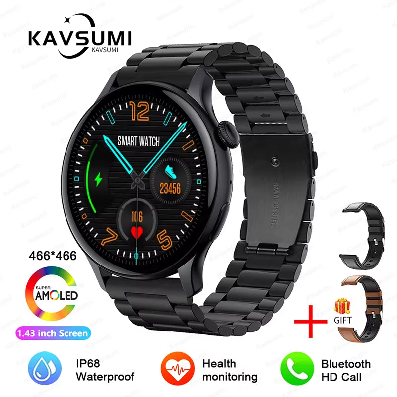 2025 NFC Smart Watch Amoled HD GPS Track Sports Heart Rate Bluetooth Call Waterproof Ladies Women Smartwatch for Huawei Xiaomi