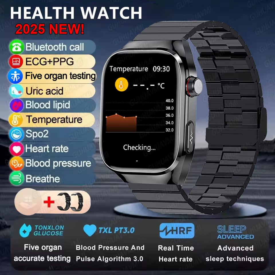 2025New Micro Physical Examination Smart Watch for Men Uric Acid Body Fat Five Organ Health Watches Bluetooth Call Smartbracelet