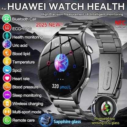 2025 New for HUAWEI Health Monitoruric Acid Blood Pressure Blood Oxygen Body Analysis Smart Watch ECG+PPG Clock Smartwatch Men