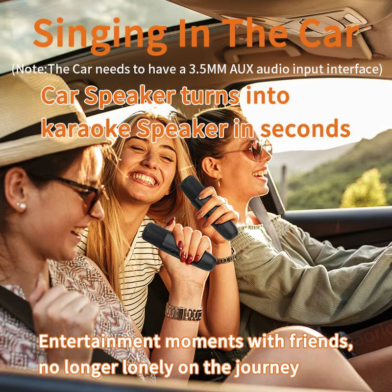 Wireless Karaoke Companion Bluetooth 5.3 Dynamic Microphone KTV DSP Mixer System 3.5MM AUX Type-C Amplifier Host for Speaker Car