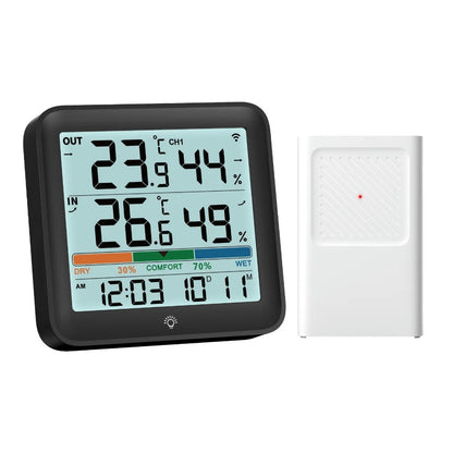 Weather Station Indoor Outdoor Wireless Thermometer Hygrometer with 1 Remote Sensor Temperature and Humidity Gauge Meter Monitor