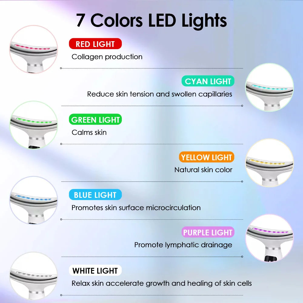 7 Colors LED Lights Face Neck Beauty Device 3 Levels Double Chin Remover Skin Rejuvenation Tightening anti Wrinkle Lifting Tool