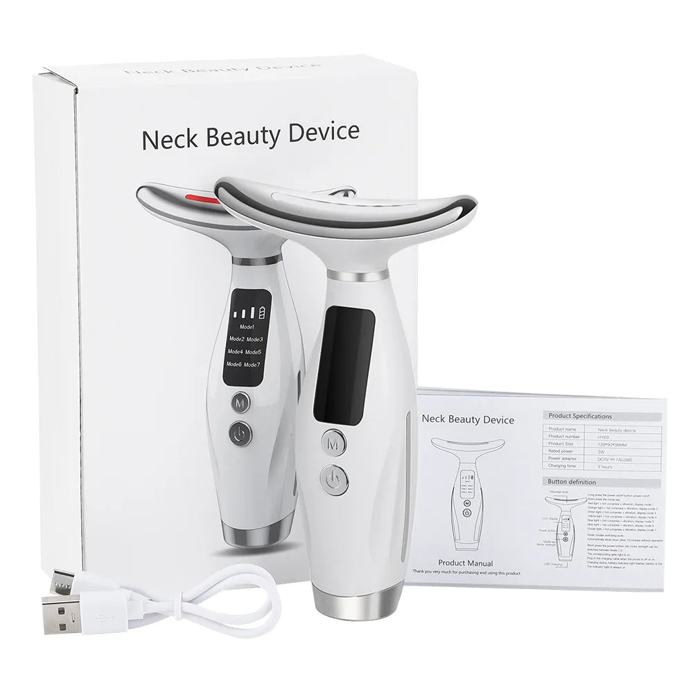 7 Colors LED Lights Face Neck Beauty Device 3 Levels Double Chin Remover Skin Rejuvenation Tightening anti Wrinkle Lifting Tool
