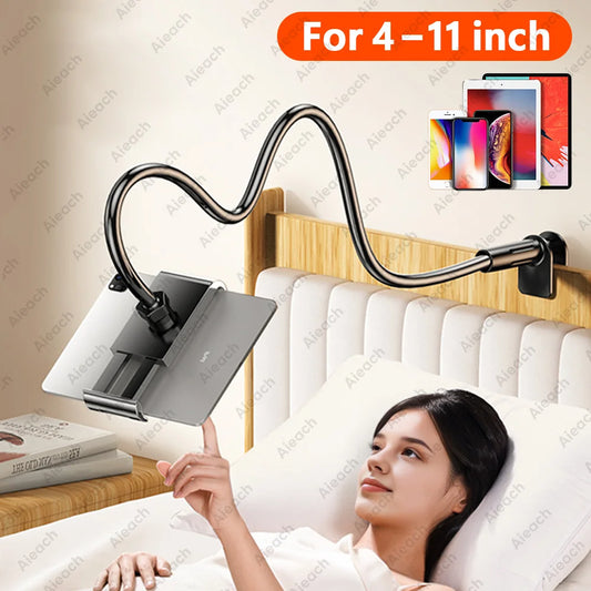 Gooseneck Tablet Stand Holder, Tablet Holder Metal+Abs Adjustable 360° Rotating Arm for 4.7-11" Ipad/Tablets Desk/Bed Mount