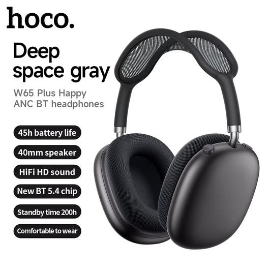 W65 plus Airpods Max ANC Noise Reduction Bluetoothe Headphone over Ear Big Earphones Hifi Headsets with Magnetic Earmuffs