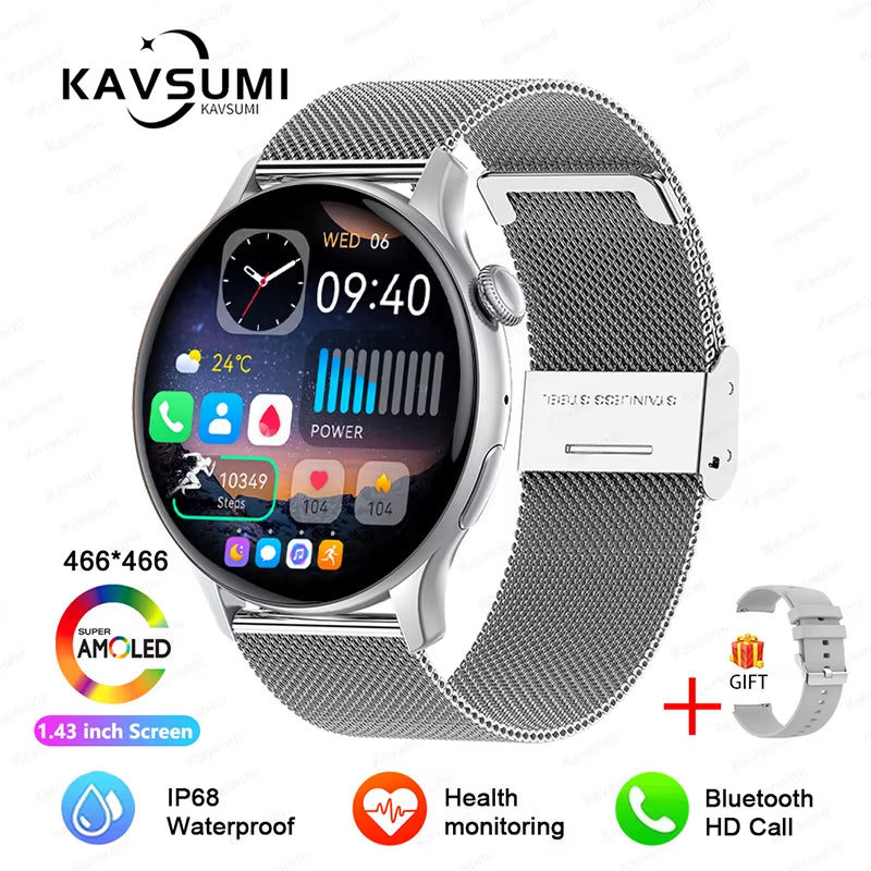 2025 NFC Smart Watch Amoled HD GPS Track Sports Heart Rate Bluetooth Call Waterproof Ladies Women Smartwatch for Huawei Xiaomi