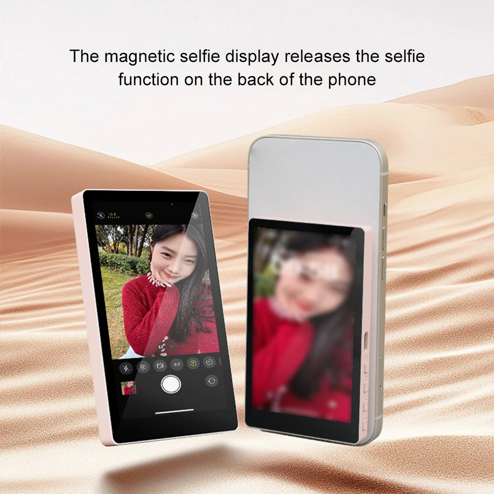 Magnetic Phone Selfie Monitor Screen for Smartphone Rear Camera Selfie Vlog Live Stream for Iphone Android Phone