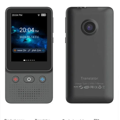 T16 AI Voice Real Time Translator Machine 138 Multi Online Languages Voice-Record 3.1 Inch Big Screen Portable Offline Tradutor