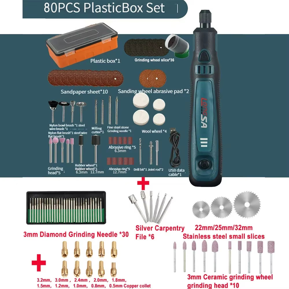 5000-10000-15000R 3.6V USB Wireless Electric Drill Engraving Pen Mini Grinder for Grinding/Polishing/Engraving/Drilling/Cutting