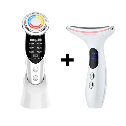 7In1 Face Lift Device EMS RF Microcurrent Skin Rejuvenation Facial Massager + 3Color Neck Face Beauty Device Removal Double Chin