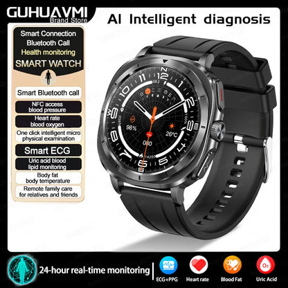 2025New HOT Nursing Grade Health Watch Uric Acid Blood Pressure Blood Oxygen Body Analysis Body Fat Smartwatch ECG+PPG Clock Men