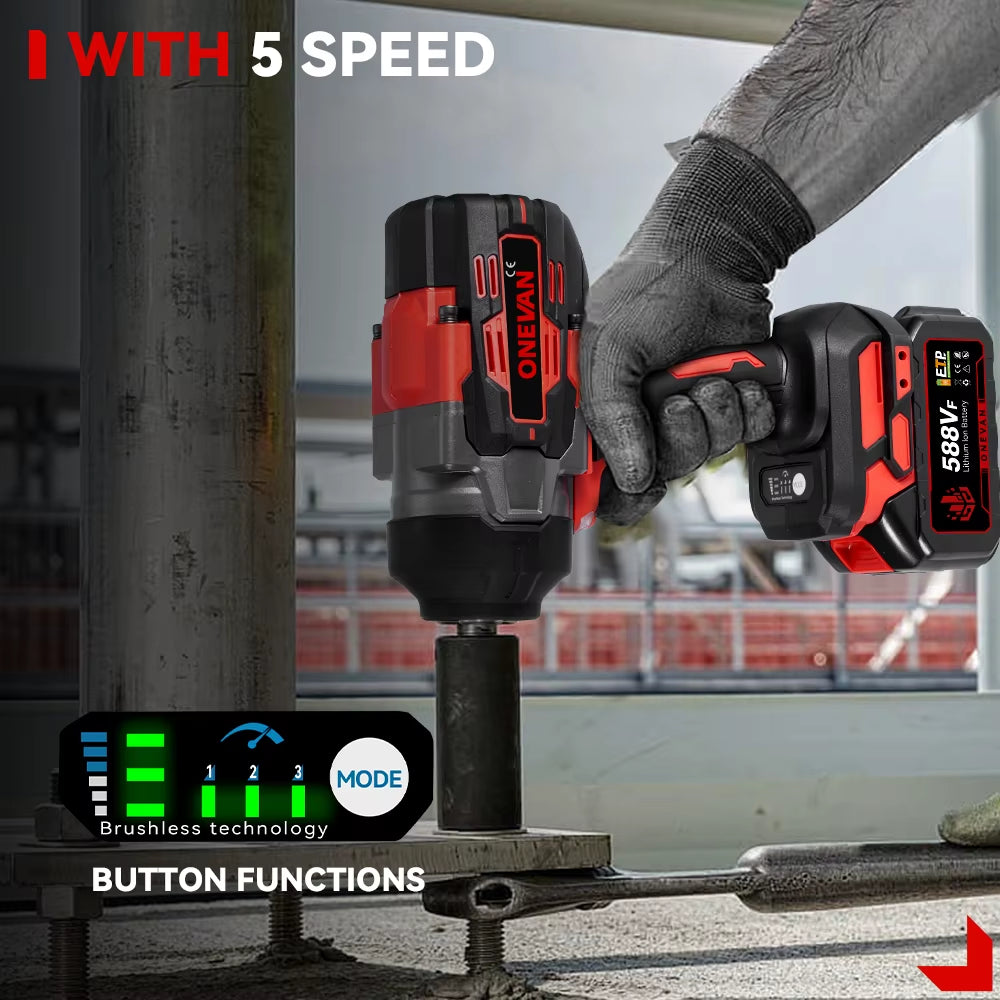2800N.M 2800W Brushless Electric Impact Wrench 1/2 Inch Cordless Wrench Screwdriver Power Tool for Makita 18V Battery Pin