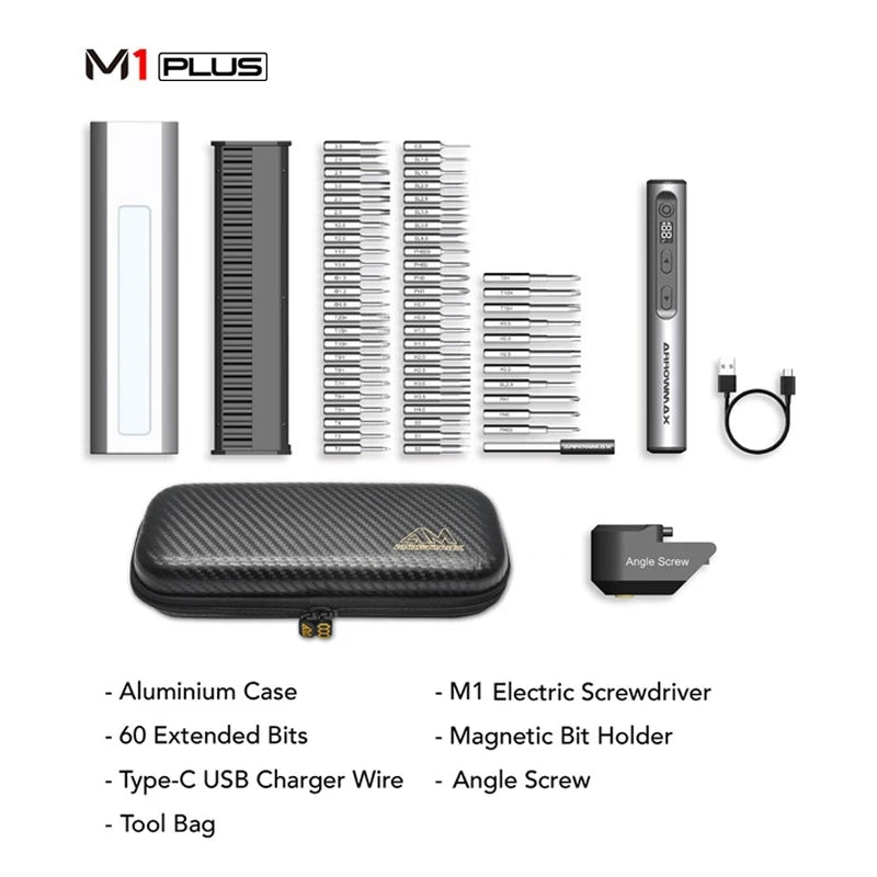 M1 Electric Screwdrivers Set Precision Magnetic Bits 5-Gear Adjustable Torque Rechargeable Cordless Screwdriver New