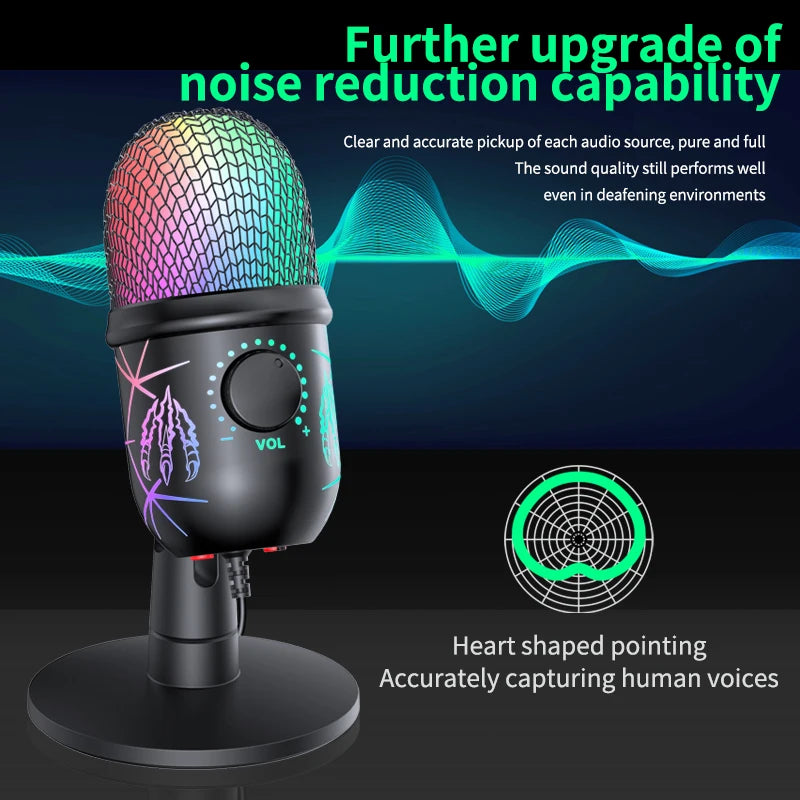USB Microphone Play Gaming Mic for PC Mac PS4/5 Podcast Microphone with RGB Mute Monitor Noise Reduction for Recording Streaming