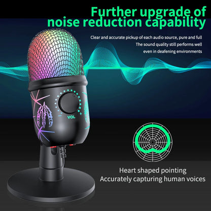 USB Microphone Play Gaming Mic for PC Mac PS4/5 Podcast Microphone with RGB Mute Monitor Noise Reduction for Recording Streaming