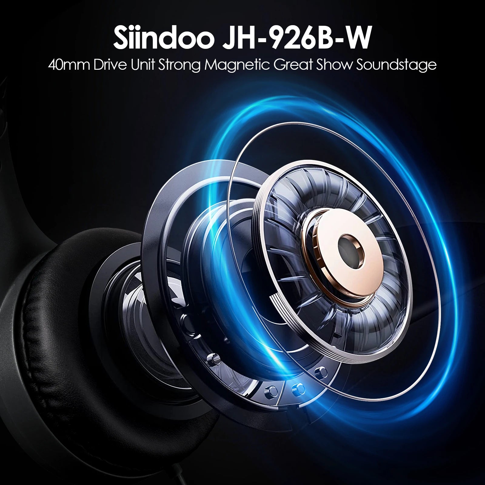 926B-W On-Ear Headphones with Microphone with 1.45M-Tangle-Free Nylon Line Type C Plug Foldable Portable Wired Headphone