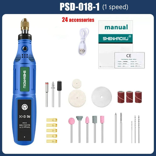 Electric Grinder USB Charging Speed Adjustment Forward and Reverse Carving Grinding Word Polishing Machine Cutting Mini Drill