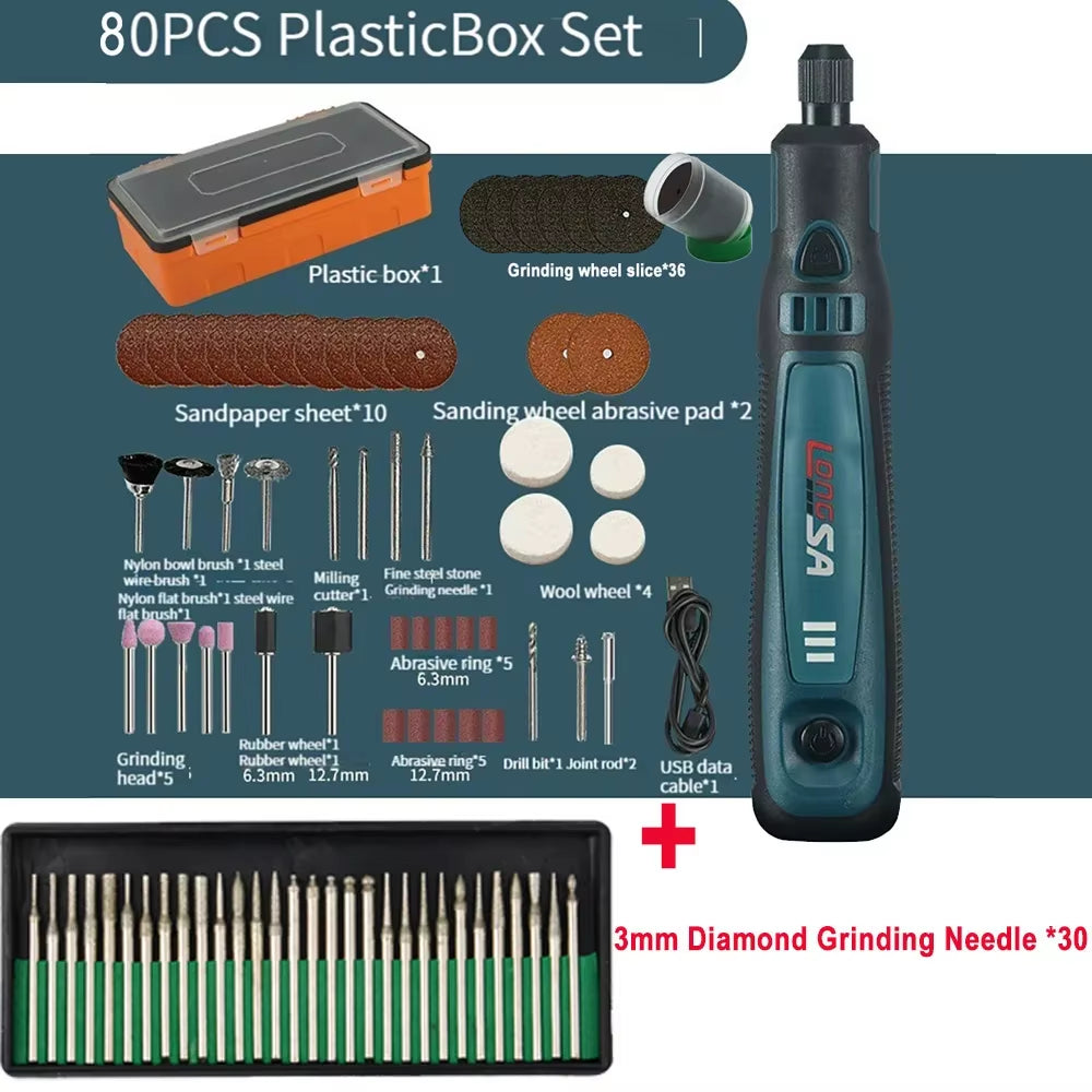 5000-10000-15000R 3.6V USB Wireless Electric Drill Engraving Pen Mini Grinder for Grinding/Polishing/Engraving/Drilling/Cutting