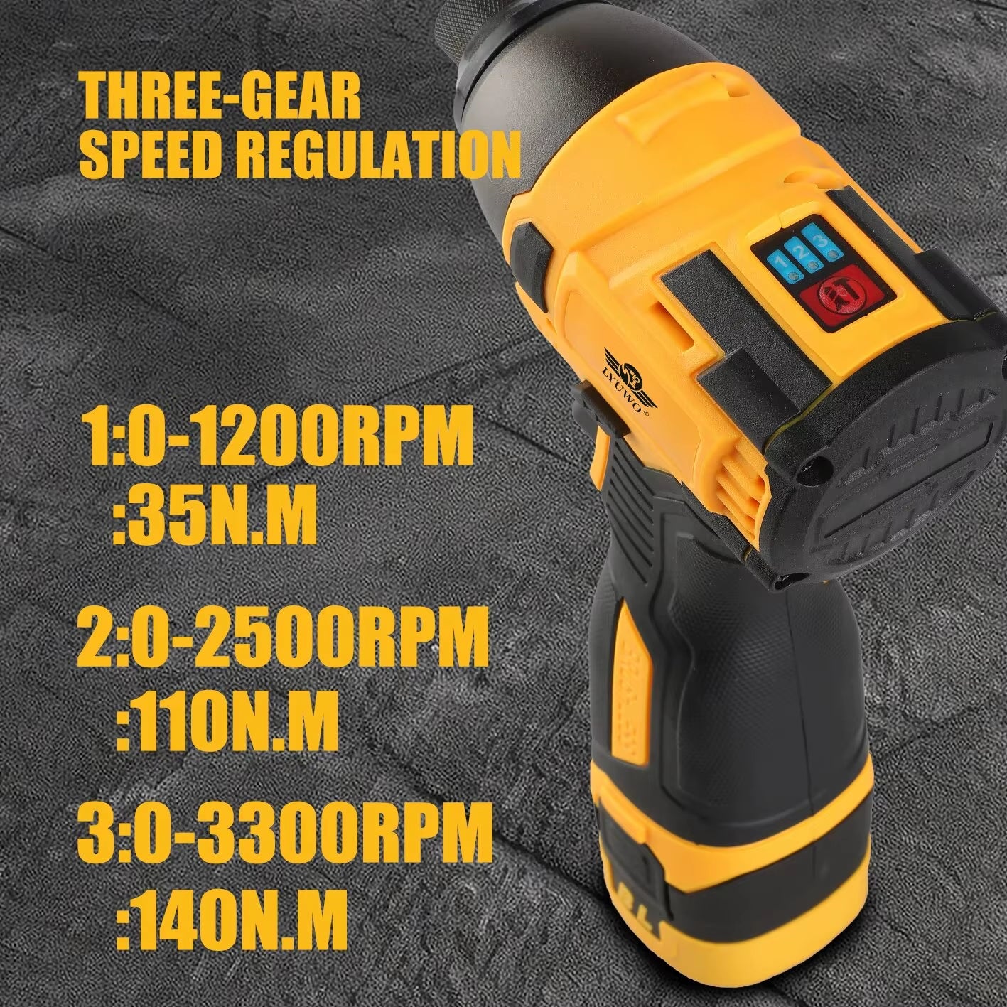 LYUWO 16.8V Electric Drill Driver 140N. M Impact Wireless Drill Bit Household Multifunctional Electric Screwdriver Tool