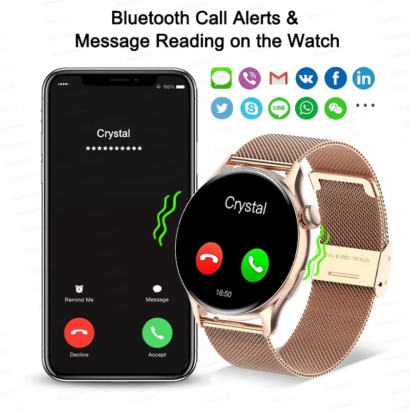 2025 NFC Smart Watch Amoled HD GPS Track Sports Heart Rate Bluetooth Call Waterproof Ladies Women Smartwatch for Huawei Xiaomi