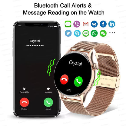 2025 NFC Smart Watch Amoled HD GPS Track Sports Heart Rate Bluetooth Call Waterproof Ladies Women Smartwatch for Huawei Xiaomi