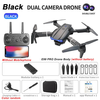 2024 E99Pro RC Drone 4K Professinal with 1080P Wide Angle HD Camera Foldable Helicopter WIFI FPV Height Hold Gift Toy