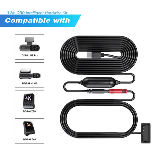 Dash Cam Smart OBD Hardware Kit Compatible with Models N1 Dual, N3 Pro, N5 Dual, Z50,Z60 Enable 24 Hours Parking Monitor