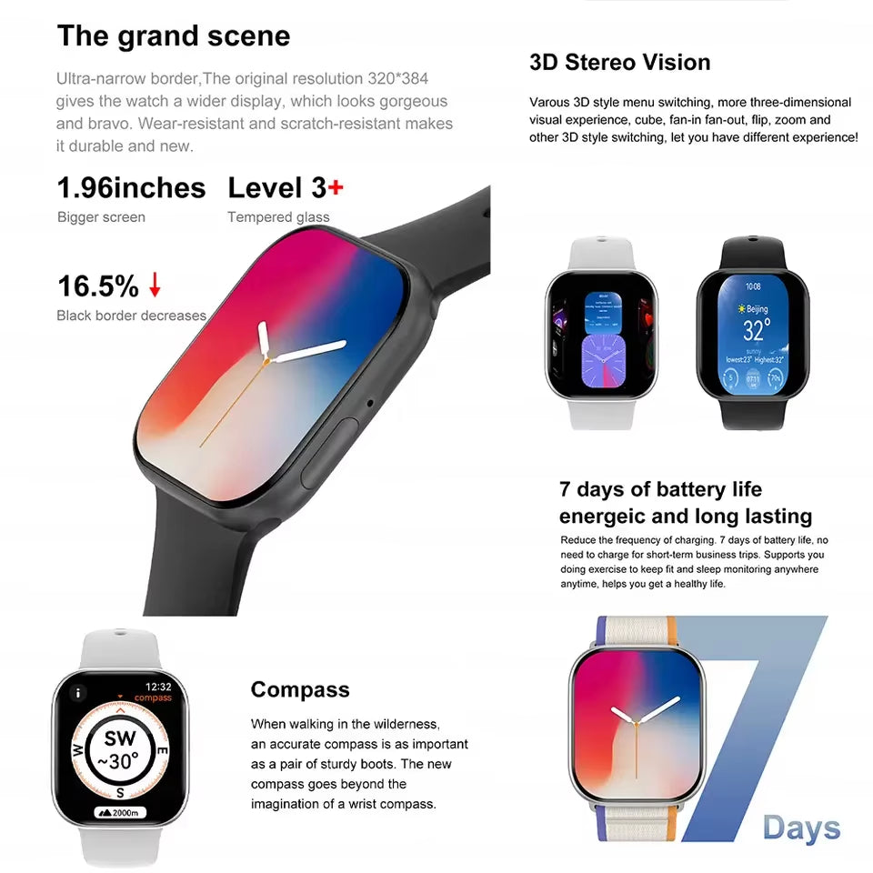 2025 Series 10 Watch 10 GPS Smart Watch Memory Music Video Bluetooth Call Heart Rate Waterproof NFC Smartwatch for Android IOS