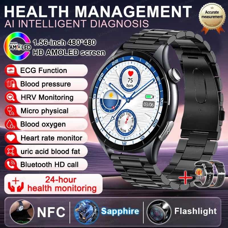 2025 New for HUAWEI Health Monitoruric Acid Blood Pressure Blood Oxygen Body Analysis Smart Watch ECG+PPG Clock Smartwatch Men