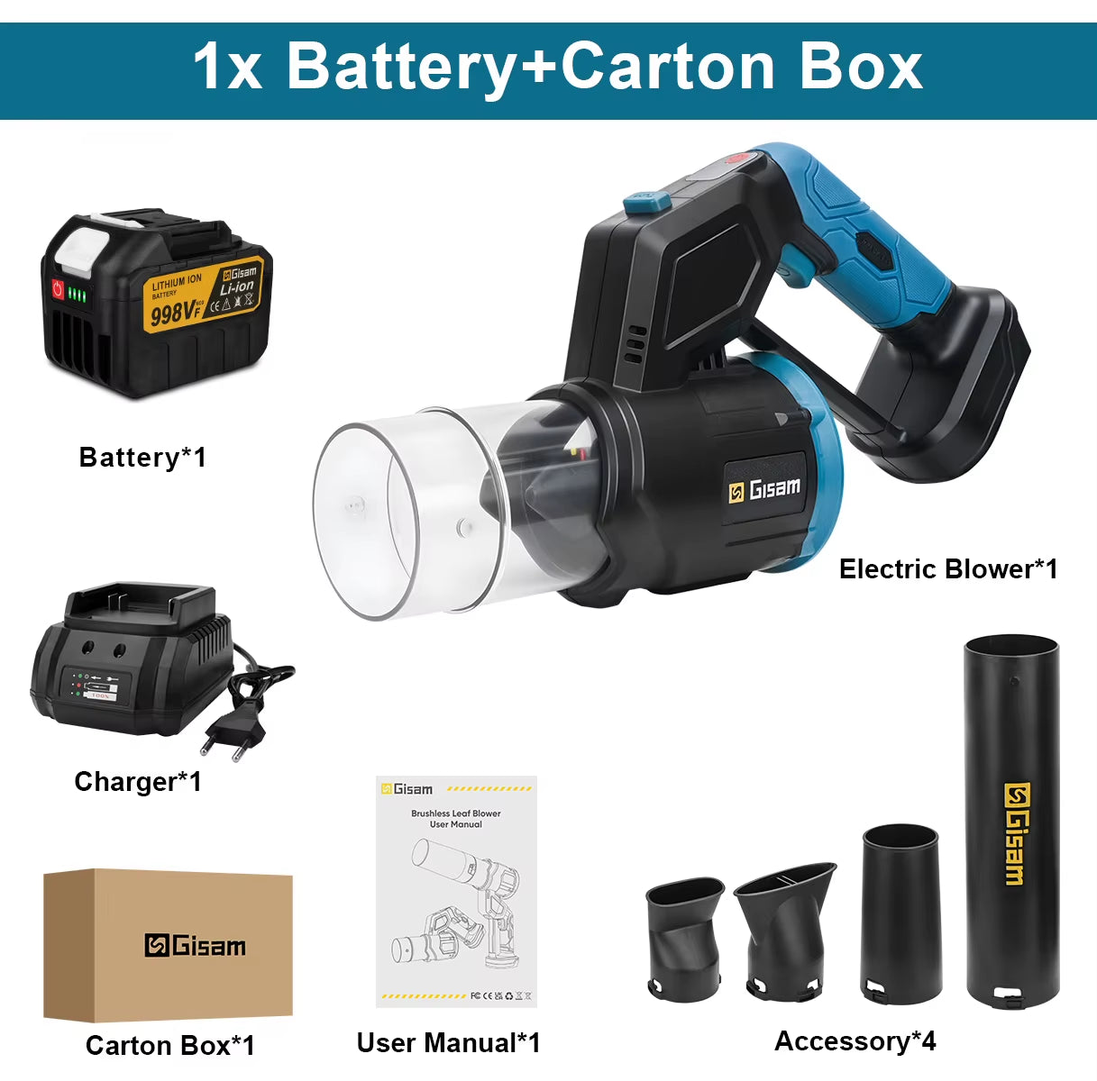 35000RPM Brushless Electric Air Blower 2In1 Turbo Blower Fan Leaf Dust Snow Blowing Clean Tool for Makita 18V Battery Pin