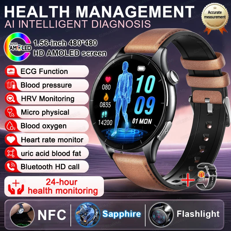 2025 New for HUAWEI Health Monitoruric Acid Blood Pressure Blood Oxygen Body Analysis Smart Watch ECG+PPG Clock Smartwatch Men