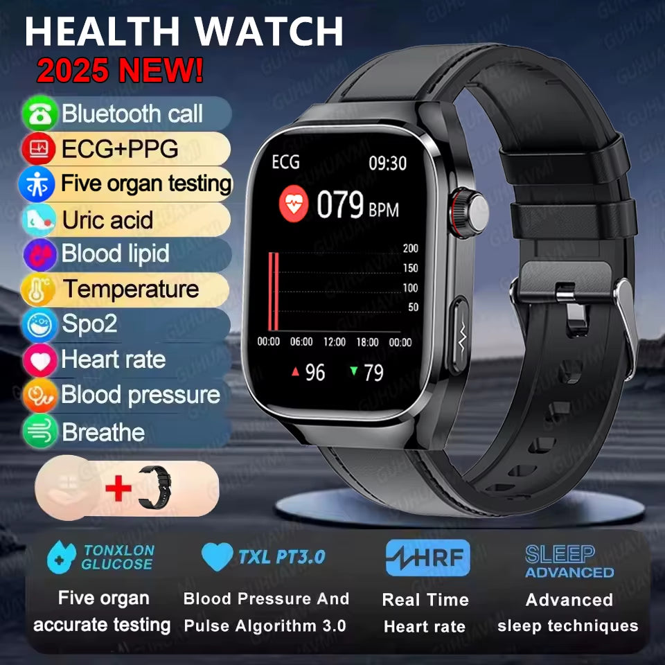 2025New Micro Physical Examination Smart Watch for Men Uric Acid Body Fat Five Organ Health Watches Bluetooth Call Smartbracelet