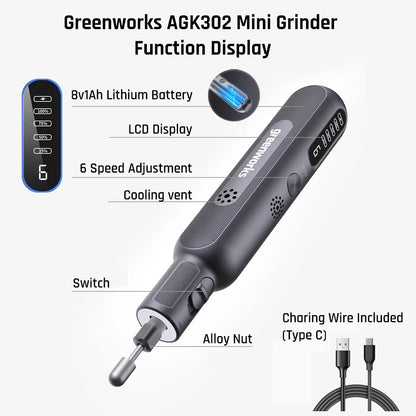 8V Mini Grinder 52Pcs 80W Electric Grinding Engraving Cordless Variable Speed Lithium Battery Power Tools USB Charger