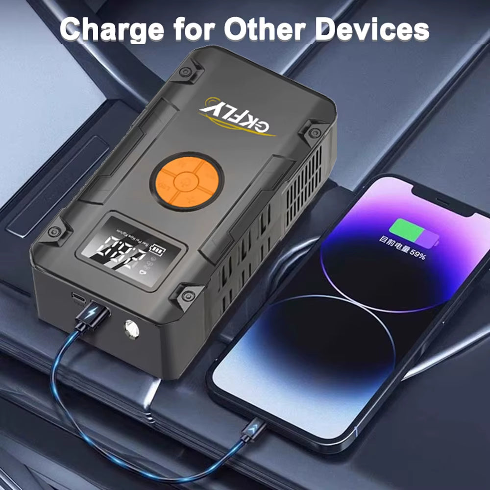 4 in 1 4000A Jump Starter Power Bank 150PSI Air Compressor Tire Pump Portable Charger Car Booster Starting Device