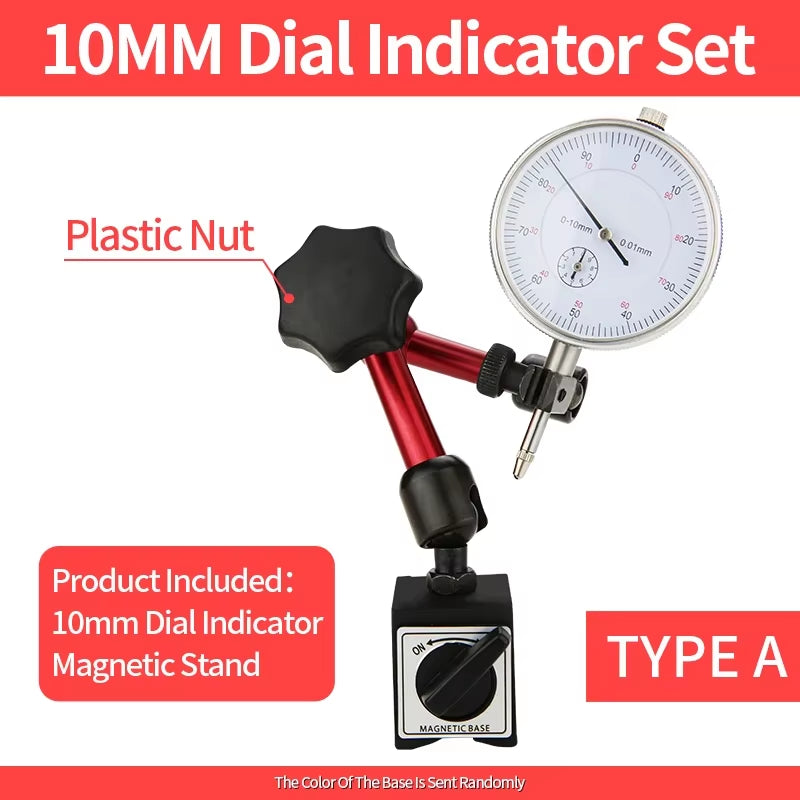 Lever Dial Indicator Magnetic Holder Measuring Probes Indicator Stand Magnetic Base Comparator Watch Tools Micrometer Dial Gauge