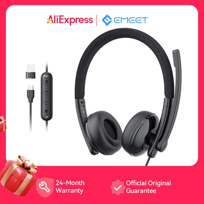Wired Headset with Microphone Call Center USB Headphones ENC Noise Cancelling Office Cable Earphones for Phone/Pc Computer