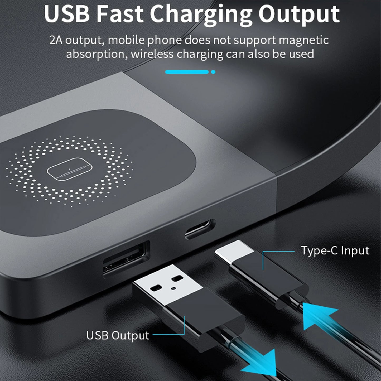 4 in 1 Wireless Charger Metal Shell for Iphone 15 14 13 12 Magnetic Fast Charging Station Stand Dock for Apple Airpods Watch