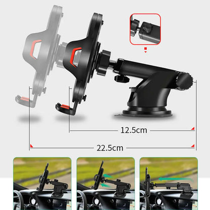 Car 360°Rotate Mobilephone Holder Mount Sucker Retractable Arm Phone Bracket Stand Fit for Iphone 13 12 Pro Max Xiaomi