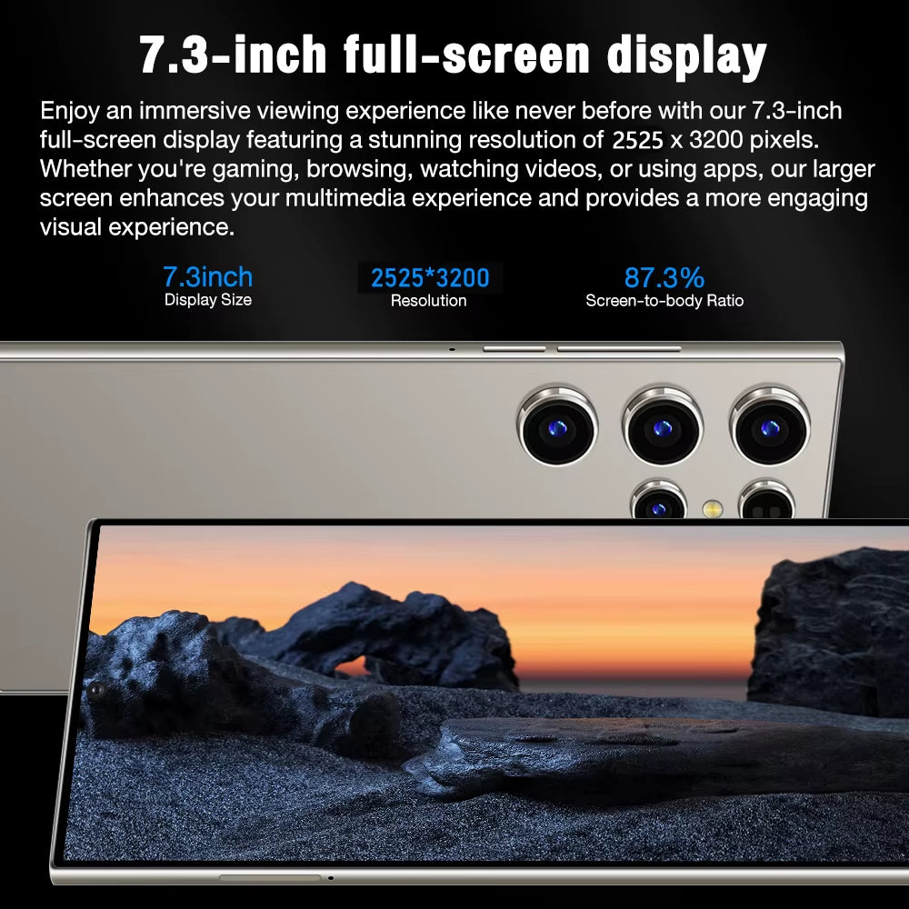 2026 HOT S26 Ultra NEW 7.3HD Global Edition Original Smart Dual Card 7800Mah Battery Facial Recognition Function